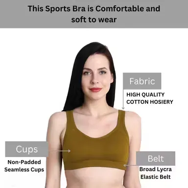 Women’s Seamless Sports Bra  Non Padded| Wire-Free| Cotton Blend| Lycra Stretch | Pack of 2| Pink | Best for Gym| Yoga| Running & Daily Wear thumbnail 1