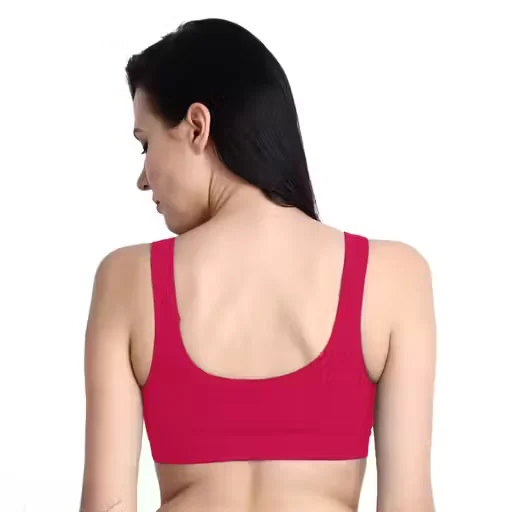 Women’s Seamless Sports Bra Non Padded| Wire-Free| Cotton Blend| Lycra Stretch | Pack of 2| Pink | Best for Gym| Yoga| Running & Daily Wear image 4