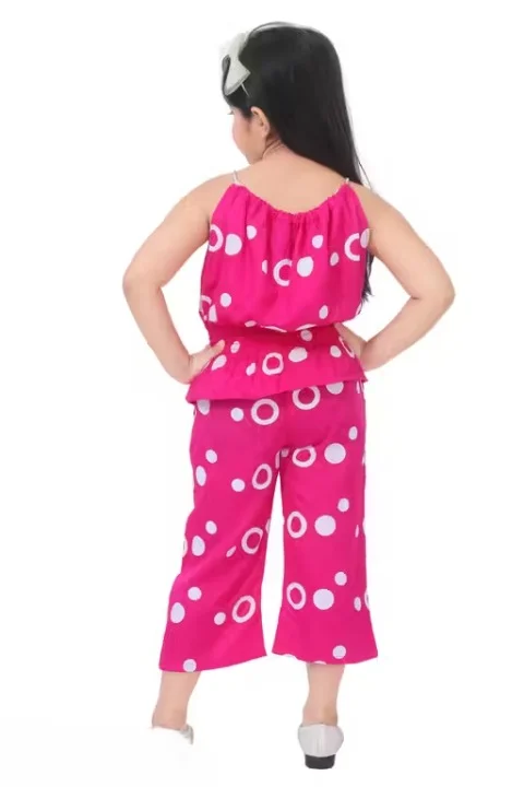  Girls Polka Dot Top & Palazzo Pants Set | Rayon Summer Outfit | Size 6-7 Years | Playwear|Casual image 2