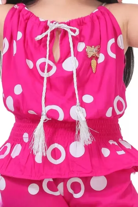  Girls Polka Dot Top & Palazzo Pants Set | Rayon Summer Outfit | Size 6-7 Years | Playwear|Casual image 3