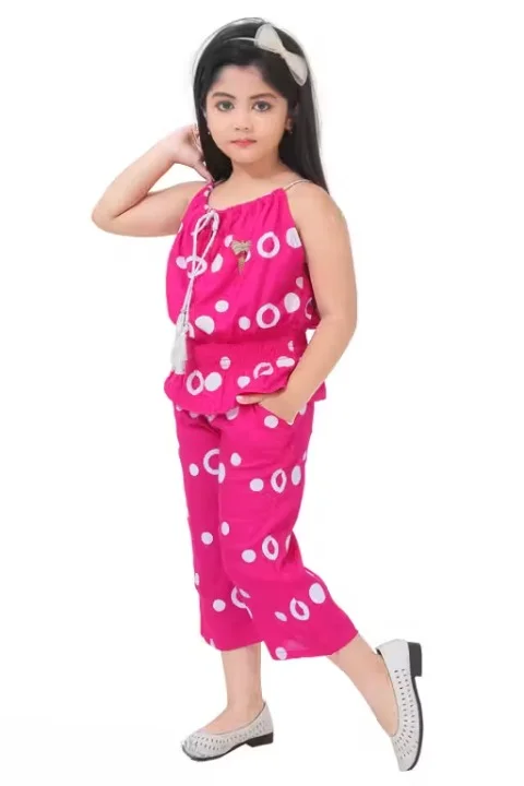  Girls Polka Dot Top & Palazzo Pants Set | Rayon Summer Outfit | Size 6-7 Years | Playwear|Casual image 4