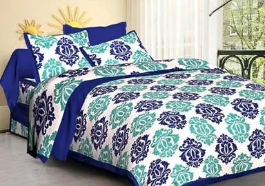 Cotton King Size Flat Bedsheet with Pillow Covers | 230 TC Floral Design | Premium Bed Linen