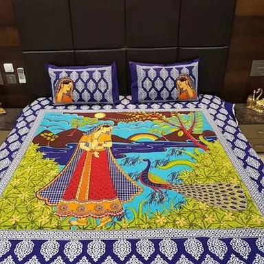 Cotton King Flat 230 TC Floral Bedsheet | Soft Breathable Cotton | King Size | Premium Summer Bedding thumbnail 1