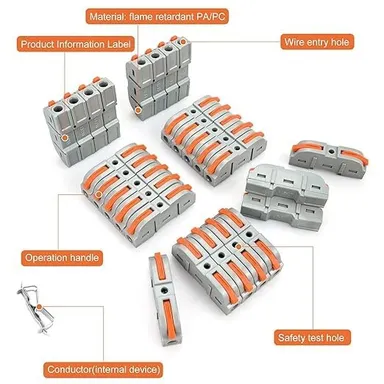 Vrutwa 34 Pcs Wire Connector Universal Circuit Terminals with SPL-1 Clamp and 4 mm² Conductor thumbnail 3