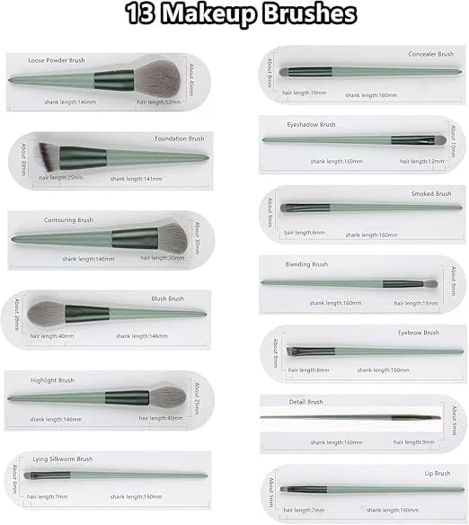 Vrutwa 13 Pcs Makeup Brushes Set | Foundation | Powder | Concealer | Eyeshadow | Blush | Highlighter | Eyebrow | Multicolor image 4