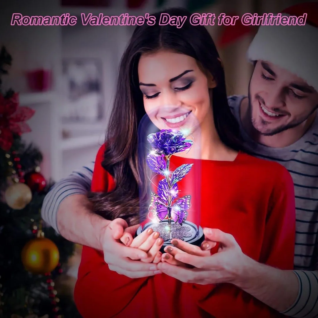 Vrutwa Galaxy Glass Rose with LED Light |Butterfly |  Romantic Gift image 2