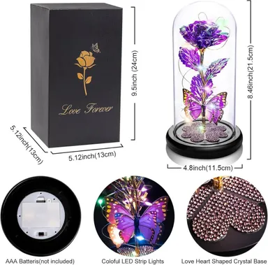 Vrutwa Galaxy Glass Rose with LED Light |Butterfly |  Romantic Gift thumbnail 3