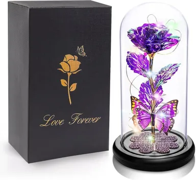 Vrutwa Galaxy Glass Rose with LED Light |Butterfly |  Romantic Gift thumbnail 0