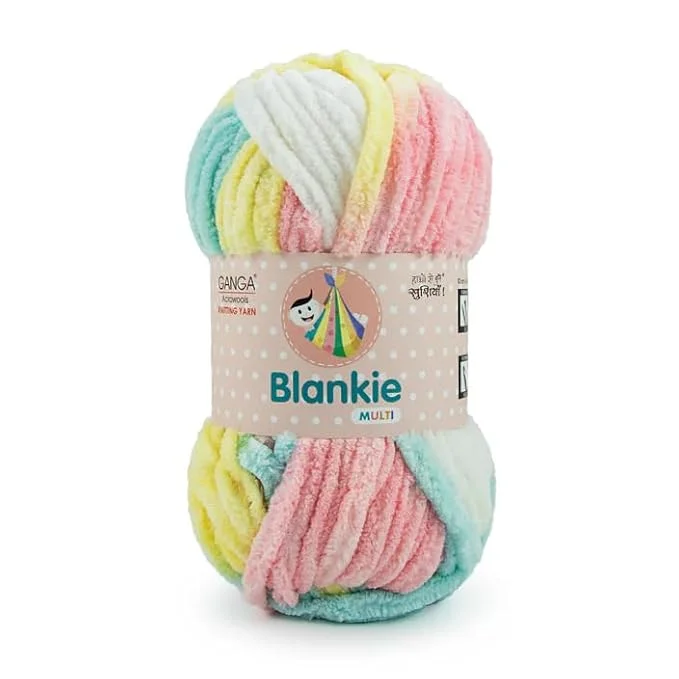 Ganga Acrowools Chenille Yarn | Super Soft 100gm Pack of 4 | Multicolor Yarn for Knitting and Crochet | DIY Crafts image 1