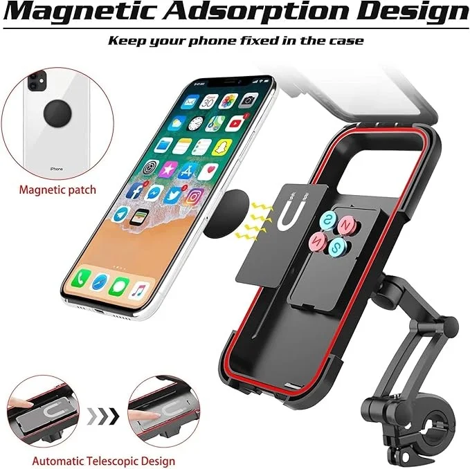 Waterproof Bike Mobile Holder Rotation Universal Motorcycle & Bicycle Handlebar Phone Mount with Touchscreen Case for Inch Smartphones Anti-Slip Durable GPS Navigation Stand image 4