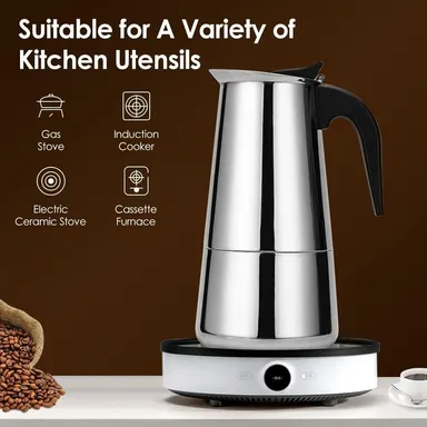 Vrutwa Xpresso Stainless Steel Stovetop Coffee Percolator | South Indian Kaapi Maker | Moka Pot Espresso Maker | Mocha Pot Authentic Coffee Brewer 6 Cups 350ml Silver thumbnail 4