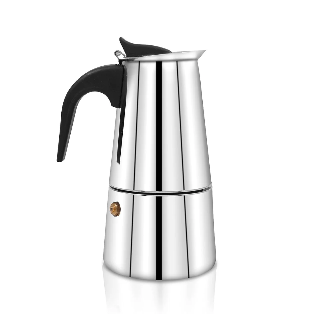 Vrutwa Xpresso Stainless Steel Stovetop Coffee Percolator | South Indian Kaapi Maker | Moka Pot Espresso Maker | Mocha Pot Authentic Coffee Brewer 6 Cups 350ml Silver image 1