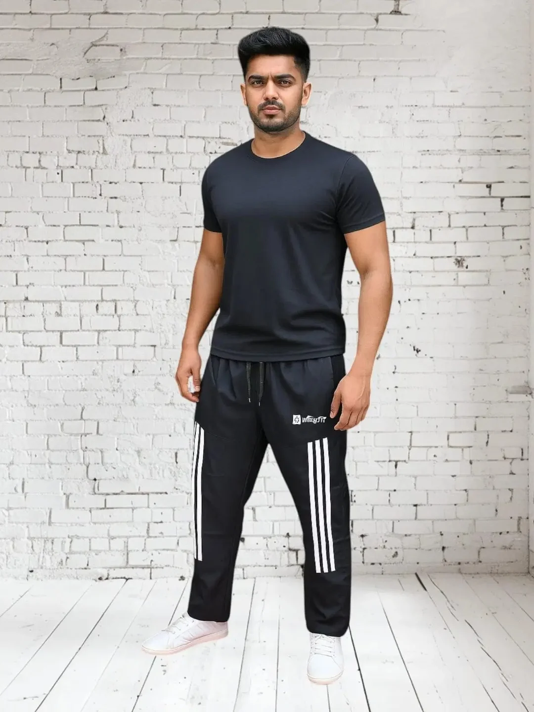 Black Polyester Men's Trackpants Pack of 1 | Comfortable M Size, Gym & Casual Wear image 2
