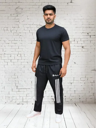 Black Polyester Men's Trackpants Pack of 1 | Comfortable M Size, Gym & Casual Wear thumbnail 1