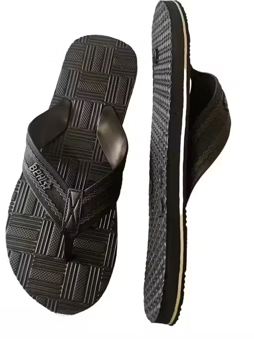 Hawai Men Flip Flops Black IND-8 | Lightweight Durable Rubber Non-Slip Slippers | men’s casual footwear image 3