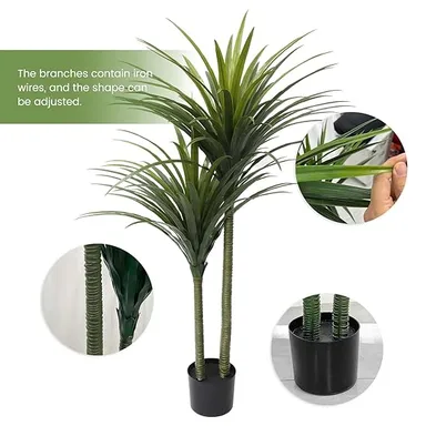 Artificial Banana Plant 35 Leaves with Plastic Pot Premium Lifelike Indoor Tropical Décor for Living Room Office Home Entrance Hall Patio Green Faux Tree thumbnail 2
