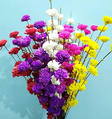 Multicolour Artificial Rose Flower Bunch Stick Premium Decorative Faux Flowers for Home Office Party Decor Table Vase Centrepiece Wall Hanging image 3
