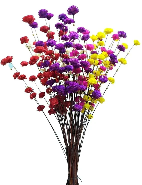 Multicolour Artificial Rose Flower Bunch Stick Premium Decorative Faux Flowers for Home Office Party Decor Table Vase Centrepiece Wall Hanging image 1