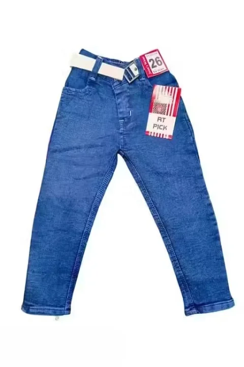 Trendy Blue Straight Jeans Kids 11-12 Years | Stylish Denim with Adjustable Belt | jeans for children image 1
