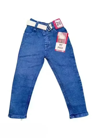 Trendy Blue Straight Jeans Kids 12-13 Years | Comfortable Denim | with Adjustable Belt thumbnail 0