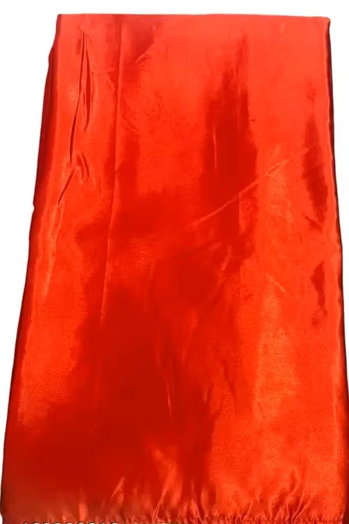 Women's Solid Japan Satin Silk Saree | All Over Pearl Lace Border| Unstitched Blouse | Red Color Saree for Wedding | Festive Party Wear image 2