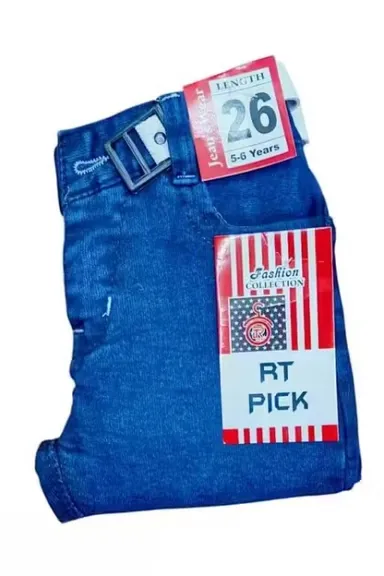 Trendy Blue Straight Jeans Kids 14-15 Years | Comfortable Denim with Fashion Belt | kids jeans with buckle thumbnail 2