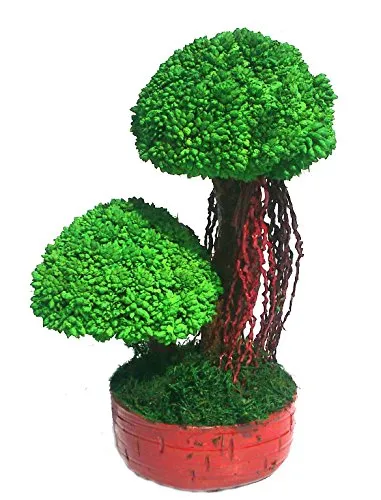 Dry Flowers Artificial Bonsai Plant | Pot Handmade Double Head Indoor | Home & Office Décor Gifting thumbnail 0