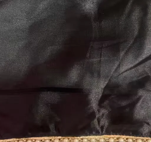 Women's Solid Japan Satin Silk Saree – Black | Pearl Lace Border| Unstitched Blouse Piece| Party Wear Saree for Women | Premium Satin Saree for Wedding| Traditional Events and Festive Occasions image 4