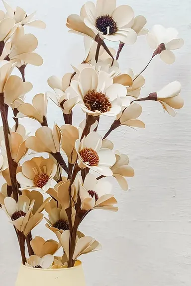 Coastal Habitat White Handmade Flower | Stems Set of 5 100% Natural 75-80 CM | Home & Office Décor Ideal Gift thumbnail 1