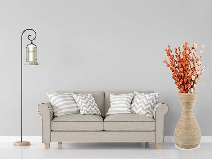 Handmade Palm Leaves Lily Floral | Bunch Stick Orange Beige | Decorative Artificial Flowers for Vase Living Room Home Decor image 4