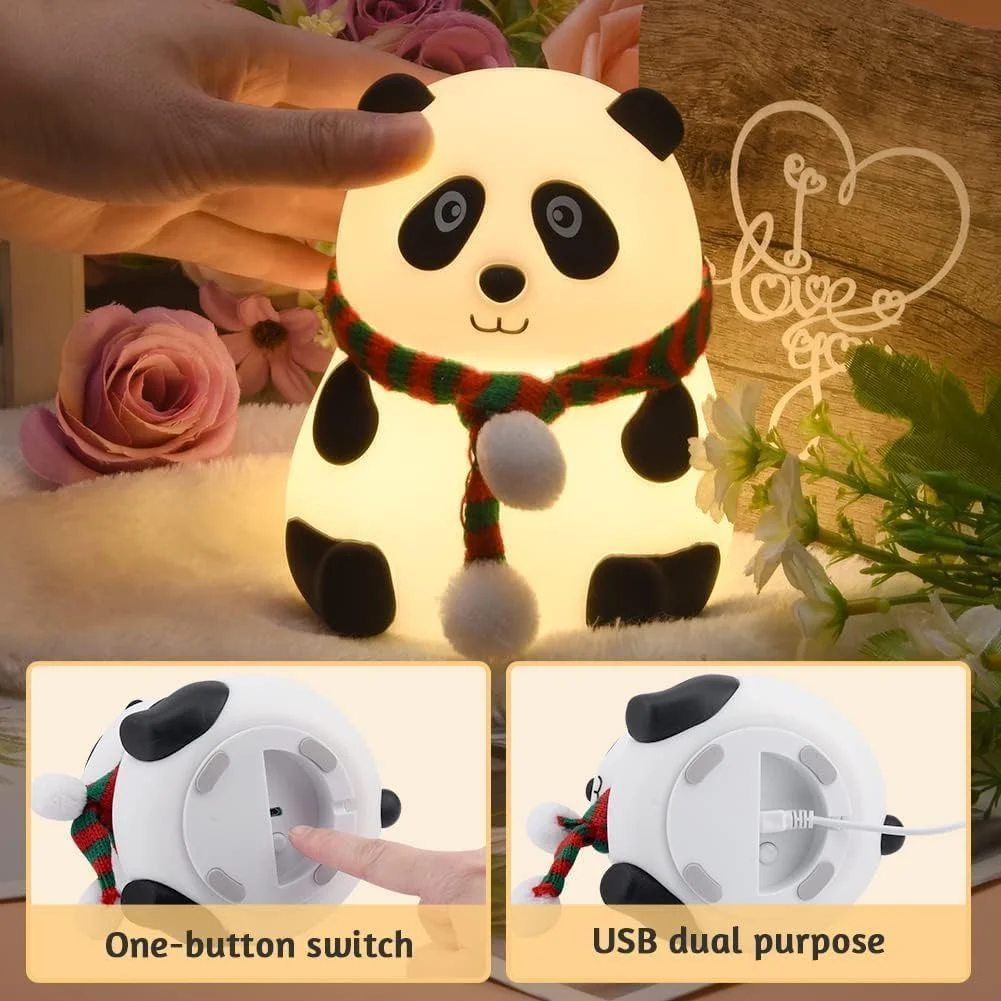 Panda Night Light LED Lamp | Rechargeable Silicone Night Lamp for Kids & Adults | 7-Color Changing Cute Room Décor image 3