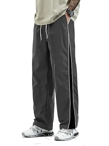 Black Polyester Men's Trackpants XL Size, Comfortable Gym Wear, Pack of 1 thumbnail 0
