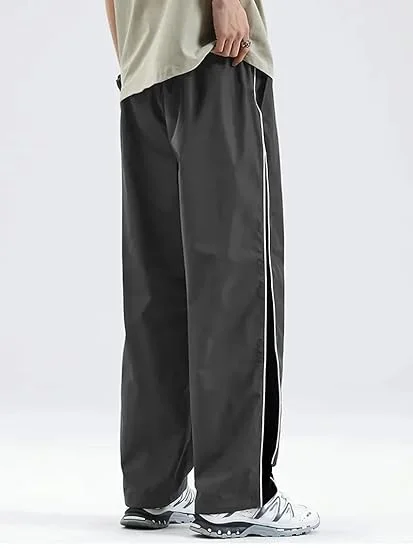 Black Polyester Men's Trackpants XL Size, Comfortable Gym Wear, Pack of 1 image 2