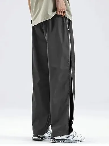 Black Polyester Men's Trackpants XL Size, Comfortable Gym Wear, Pack of 1 thumbnail 1