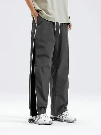 Black Polyester Men's Trackpants XL Size, Comfortable Gym Wear, Pack of 1 thumbnail 2