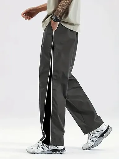 Black Polyester Men's Trackpants XL Size, Comfortable Gym Wear, Pack of 1 thumbnail 4