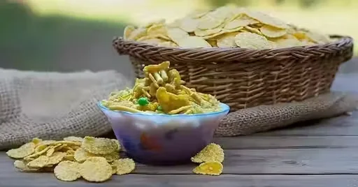 Laxminarayan Namkeen Cornflakes Mix | Crispy & Crunchy Spicy Mixture | Healthy Indian Snacks | Vegan | Gluten-Free | 500g Pack | Perfect for Tea Time & Parties image 1
