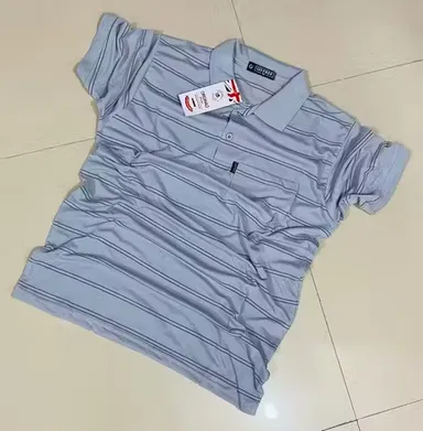Light Grey Men Cotton T-Shirt | Half Sleeves | Striped Pocket | Daily Wear | XXL Size thumbnail 0