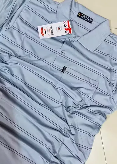 Light Grey Men Cotton T-Shirt | Half Sleeves | Striped Pocket | Daily Wear | XXL Size thumbnail 1