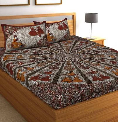 Cotton Double Bedsheet 170 TC Floral Print | Soft Cotton Flat Sheet with Pillow Covers | Best Bedsheet for Summer Daily Use image 1