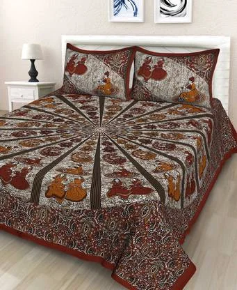 Cotton Double Bedsheet 170 TC Floral Print | Soft Cotton Flat Sheet with Pillow Covers | Best Bedsheet for Summer Daily Use image 2