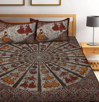 Cotton Double Bedsheet 170 TC Floral Print | Soft Cotton Flat Sheet with Pillow Covers | Best Bedsheet for Summer Daily Use image 3