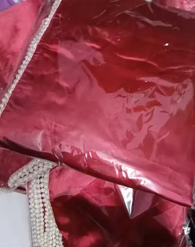 Maroon Satin Silk Saree with Pearl Border | Party Festive | Daily Wear thumbnail 3