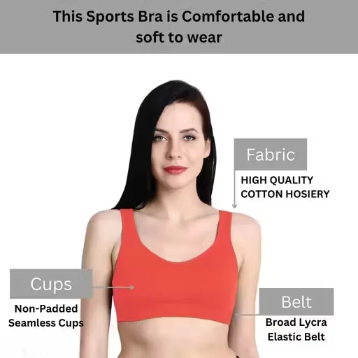 Women’s Non-Padded Seamless Sports Bra Pack of 2 | Wire-Free | Breathable Gym & Yoga Bra | Black | 30B image 2