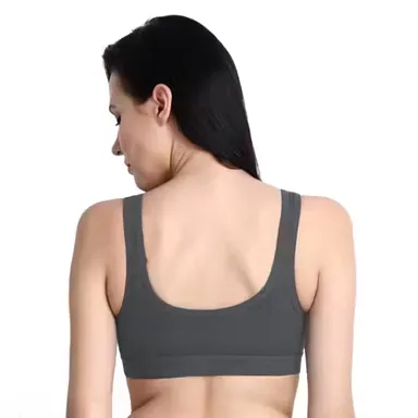 Women’s Non-Padded Seamless Sports Bra Pack of 2 | Wire-Free | Breathable Gym & Yoga Bra | Black | 30B thumbnail 3