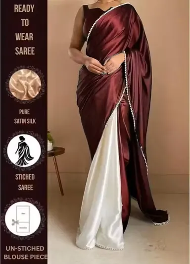 Kashvi Alluring Saree | Maroon Georgette Saree | Party Wear Saree | Ethnic Saree for Women thumbnail 0