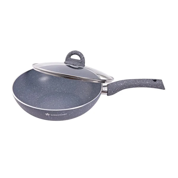 Granite Non-stick Cookware Set | 4Pc | Grey | Induction Compatible | PFOA-Free | Soft-Touch Handles image 3