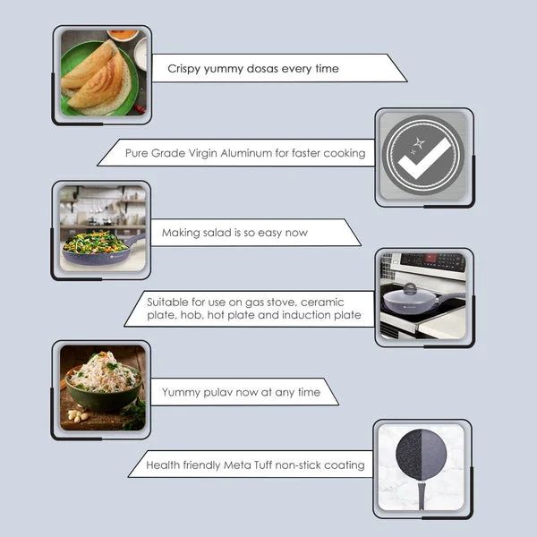 Granite Non-stick Cookware Set | 4Pc | Grey | Induction Compatible | PFOA-Free | Soft-Touch Handles image 10