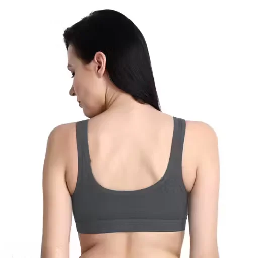 Women’s Non-Padded Seamless Sports Bra Pack of 2 | Wire-Free | Breathable Gym & Yoga Bra | Black | 38B image 4