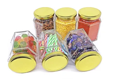 Vrutwa Transparent Glass Jar 400ml | Airtight Metal Lid Hexagon Container | Pack of 6 | Storage for Ghee, Pickle, Dry Fruits, Tea, Coffee, Sugar thumbnail 3